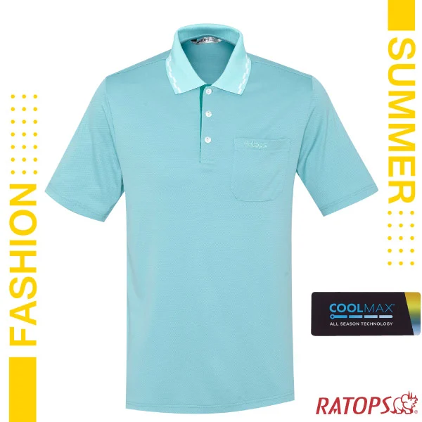 【瑞多仕-RATOPS】男新款 COOLMAX 門襟配色POLO短袖排汗休閒衣.運動休閒衫/DB8984 淺湖綠/綠色✿30E010